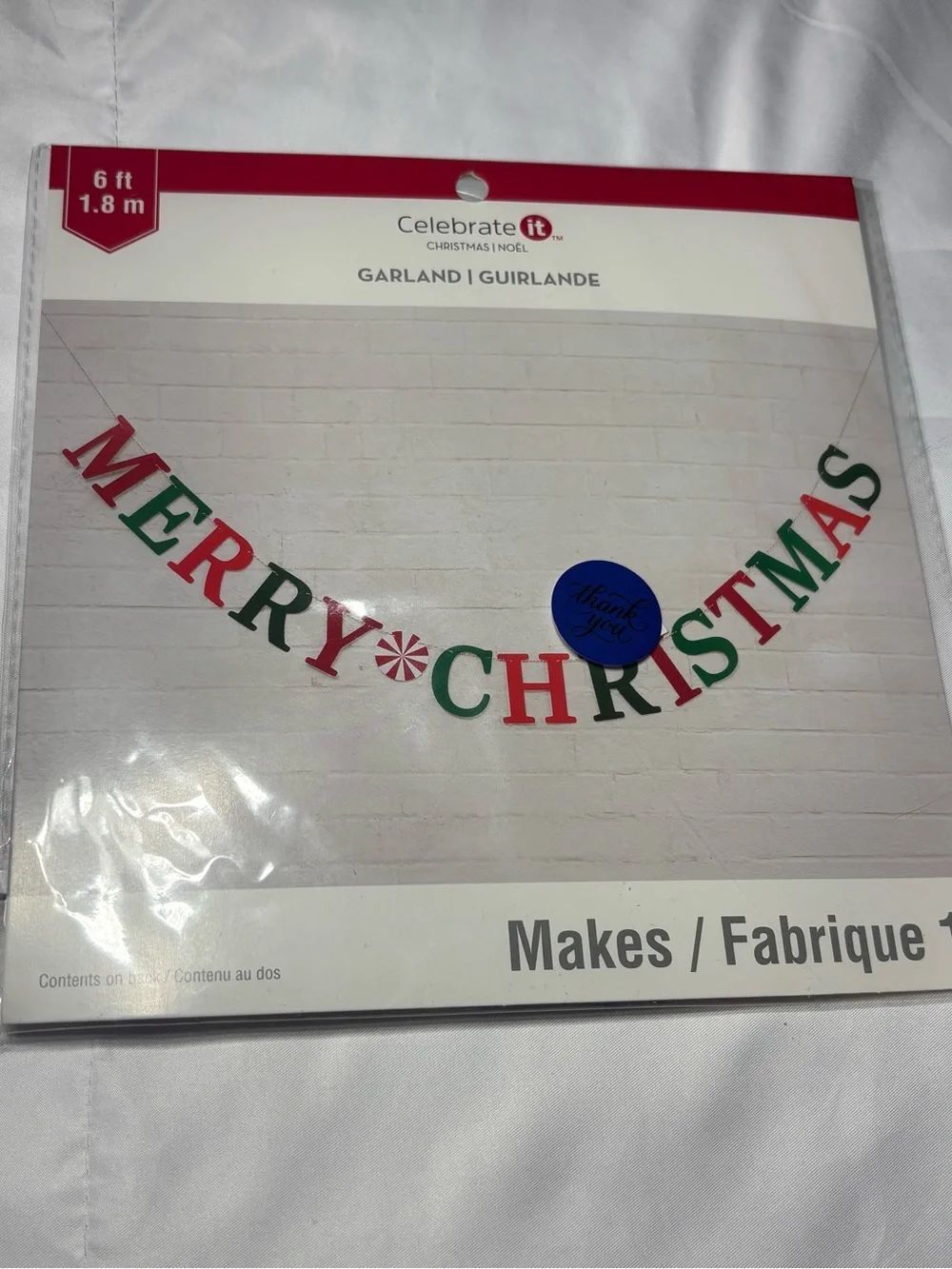 New Celebrate It Holiday 'Merry Christmas' Garland in Red & Green